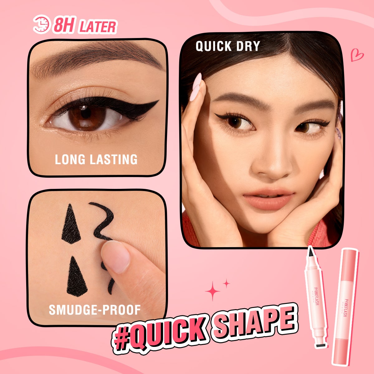PINKFLASH Instant Shape Lasting Wingled Eyeliner Stamp 2-in-1 - BK01
