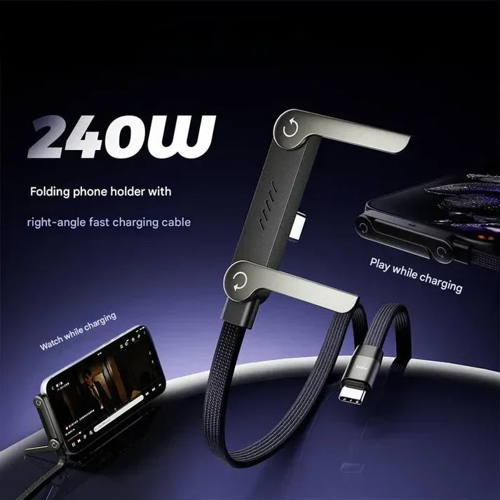 TYPE-C to TYPE-C 2-in-1 Invisible Holder Charger Cable with Stand - 240W Fast Charging