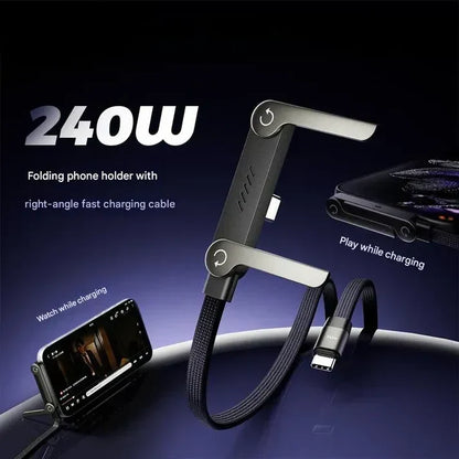 TYPE-C to TYPE-C 2-in-1 Invisible Holder Charger Cable with Stand - 240W Fast Charging
