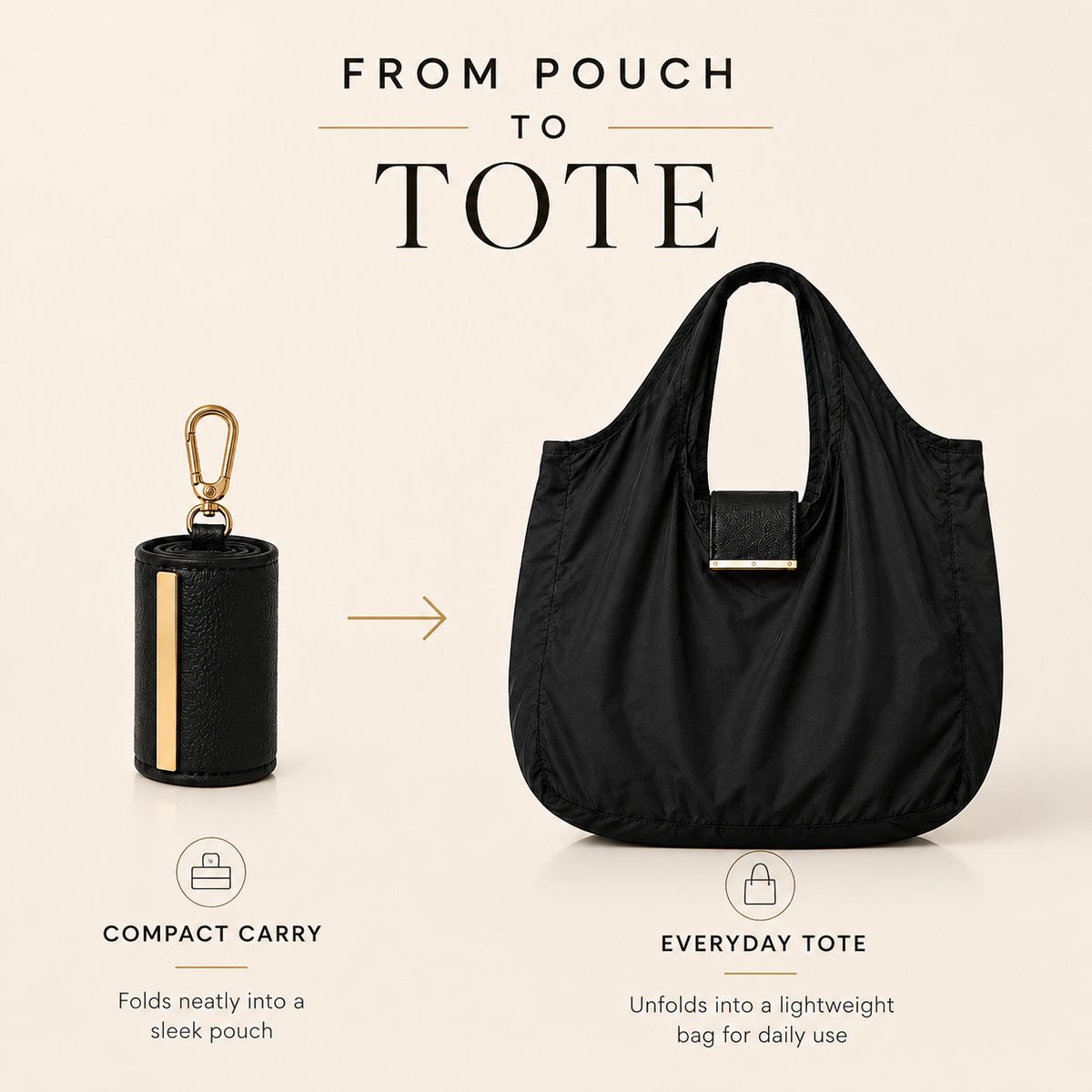 Foldable Keychain Tote Bag with Compact Leather Case