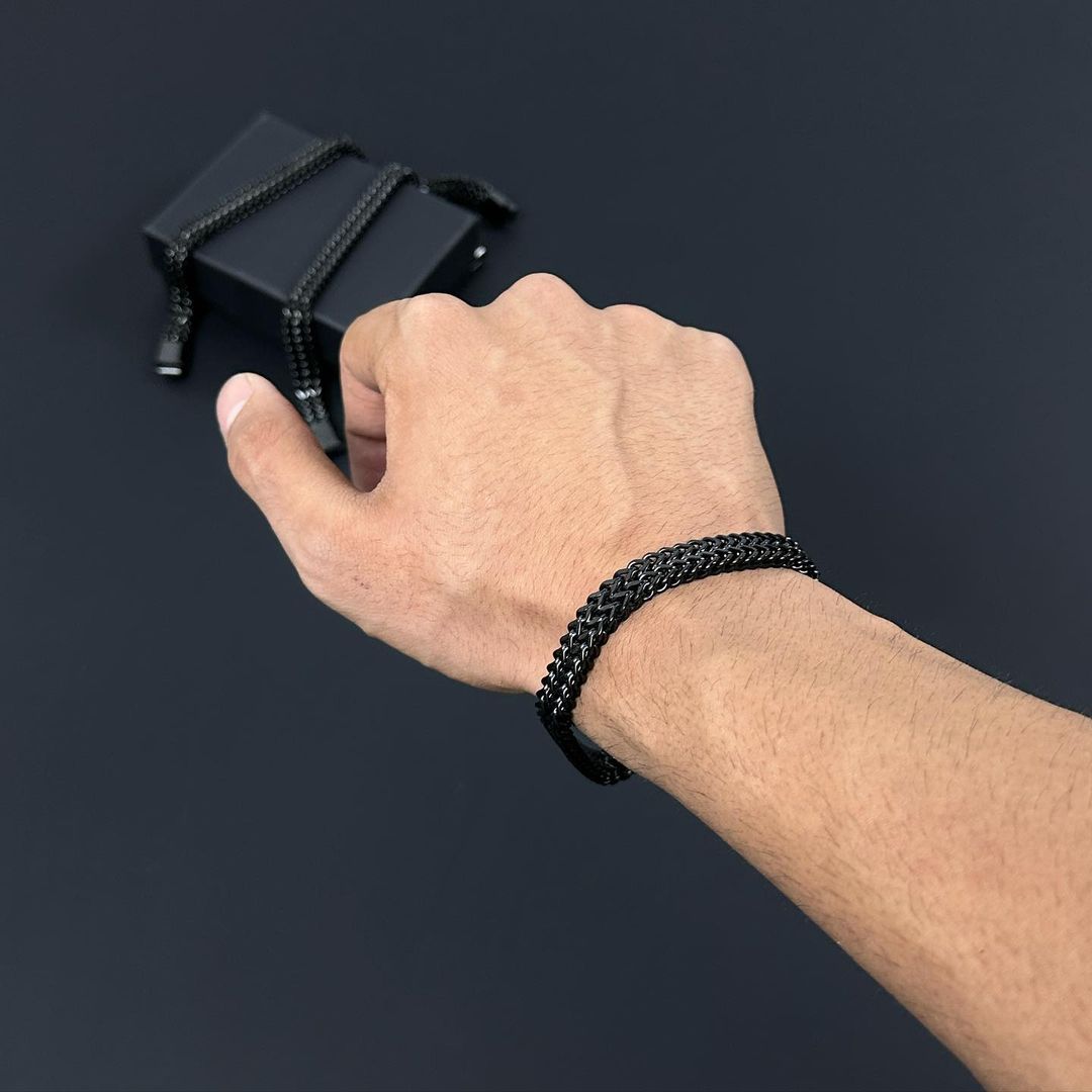 Foxtail Chain Bracelet Black For Men