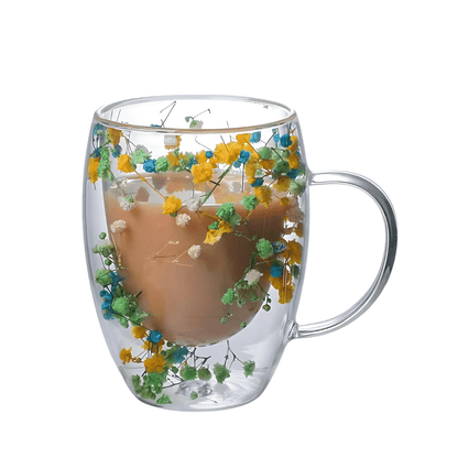 Aesthetic Dried Flower Glass , Double Wall Glass ( Imported )