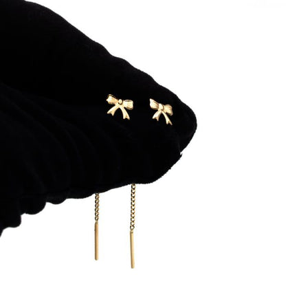 Golden Bow Drop Earrings | Valentine's  Special